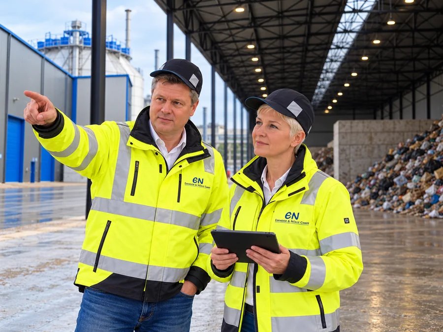 André Eikmeier und Monika Vadder bei einer Betriebsbesichtigung im Recyclinghof